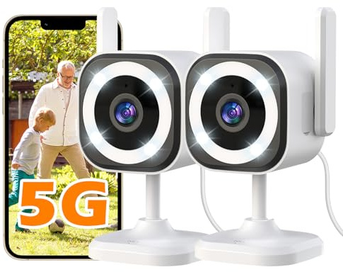 3MP Outdoor Security Camera, 5G WiFi CCTV Camera Systems Outdoor Indoor, Home Cameras for Pet Dog Baby Monitor, IP66 Waterproof, 24/7 Recording, Color Night Vision, Alarm Siren, SD/Cloud -2Pack