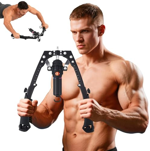 Strixorn 2 en 1 Power Twister 10 ~ 200 kg, ejercitador de brazos y abdominales, dispositivo de entrenamiento hidráulico ajustable, para hombros, antebrazos, tríceps
