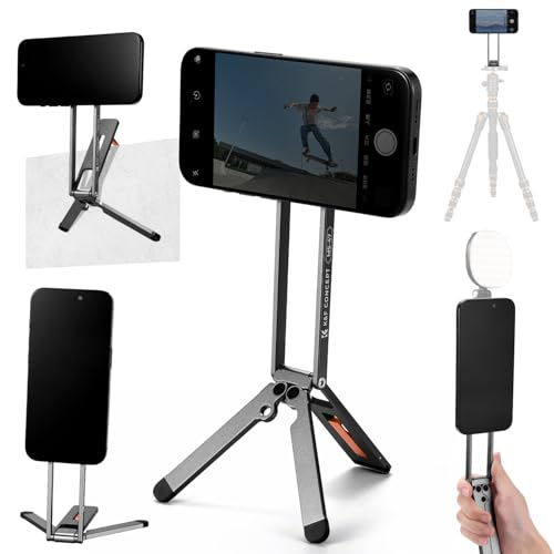 K&F CONCEPT Trépied Magnétique pour téléphone, Mini Trépied Smartphone en Alliage d'aluminium, Perche à Selfie de Poche, Support pour téléphone Mag-Safe Compatible avec Séries iPhone 17-12 Gris