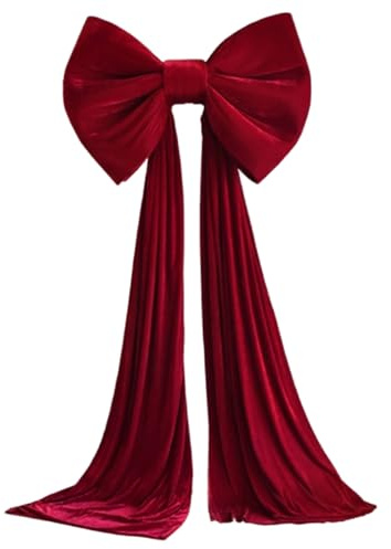 Nœud pour cime d'arbre de Noël, 24 x 102 Pouces, très Grands nœuds en Velours Rouge pour la Maison, décoration de Sapin Noël, Couronne Murale, Salle fête, Fournitures décoration Vacances
