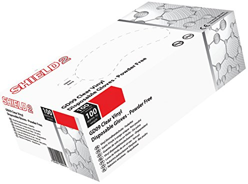 Shield Powder-Free Vinyl Gloves Medium Clear (Pack of 100)