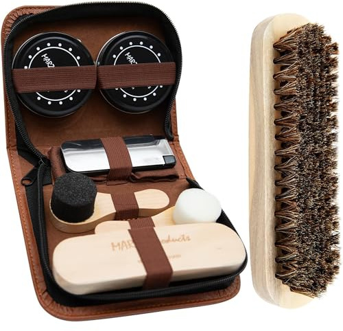 MARZ Products Deluxe Travel Leather Shoe Care Kit, 8 pc
