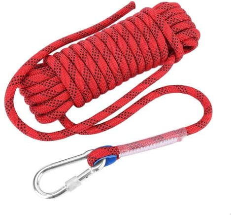 Alomejor Cuerda de Escalada Cuerda de Supervivencia de Seguridad de 12 mm de diámetro Cuerda de Cuerda Resistente de Paracord de Parchord con mosquetón para Actividades(10M)