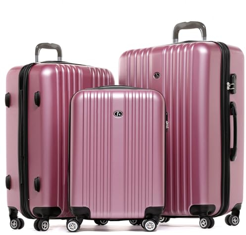 FERGÉ Kofferset 3 teilig Hartschale erweiterbar Toulouse Reisekoffer Trolley-Set (Handgepäck, L, XL) 3er Set Hartschalenkoffer Roll-Koffer 4 Rollen 100% ABS pink