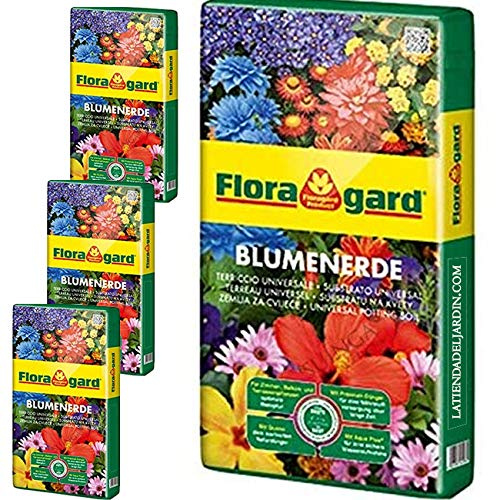 Soltrato universale Premium Floragard, confezione da 4 sacchi di torba da 70 litri, utilizzato per prati, vasi, piante, giardini