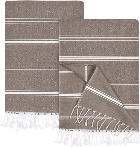 Utopia Towels Paquete de 2 Toallas de Playa turcas (40 x 72 Pulgadas), de Gran tamaño, 100% algodón, sin Arena, Ligeras, absorbentes, de Secado rápido, Toallas de baño turcas extragrandes para Viajes