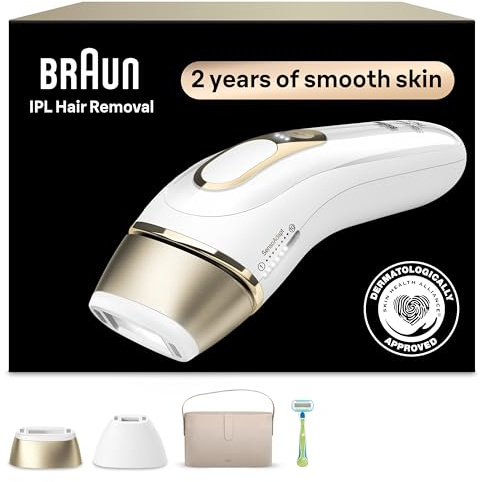 Braun IPL, Silk·Expert Pro 5, IPL Hair Removal for Women and Men, Permanent Laser Hair Reduction At-Home, 2 Heads, Pouch, Venus Razor, IPL5157