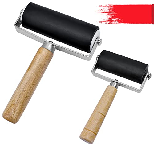 2PCS Rouleaux Encreur de Peinture,rouleaux en caoutchouc,10CM&6CM,Rouleau dImpression,pour la gravure/peinture/artisanat,Rouleau dImpression dEncre