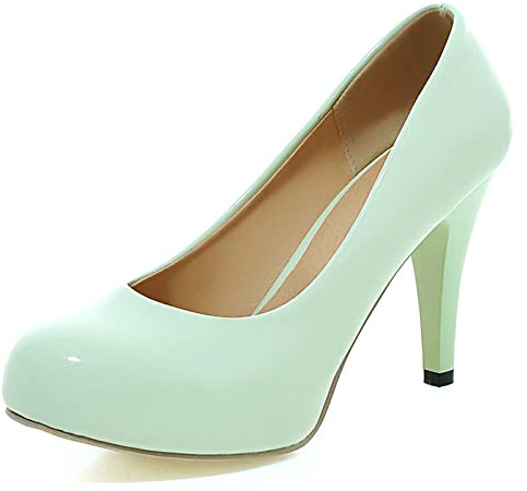 Lizoleor Mujer Sin Cordones Fiesta Tacón Alto Plataforma Boda Zapatos Closed Toe Elegante Tacón De Aguja Verano Vestido Noche Heel Pump Verde Talla 34 EU
