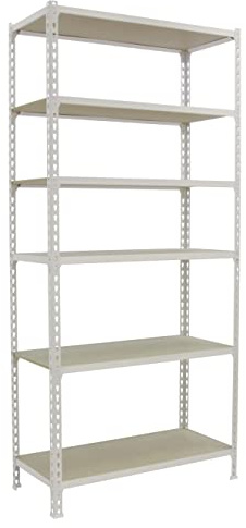 PROREGAL Étagère Charge Lourde Giant MULI | HxLxP 250x100x40cm | 150kg par Niveau | Blanc | Étagère Robuste de Garage, Atelier, Cave