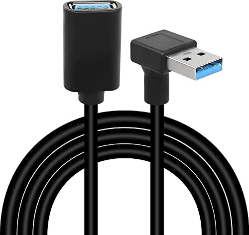 GELRHONR Câble d'extension USB 3.0 90 degrés - Fiche USB type A coudée vers le haut - Rallonge femelle pour transfert de données - Disque dur / USB Flash Drive