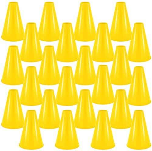 Deekin 24 Pcs Plastic Mini Megaphone Yellow Cheer Megaphone Fun Noisemaker for Sports DIY Decorations Match Supplies Outdoor Activities Accessories Party Supplies