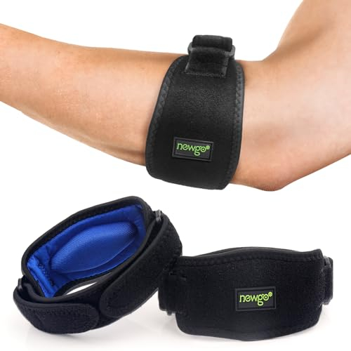 NEWGO Ellenbogenbandage zur Schmerzlinderung bei Tennis- und Golfspielern, verstellbare Tennisellenbogenbandage mit EVA-Kompressionspolster für Männer und Frauen, Sport, Fitness