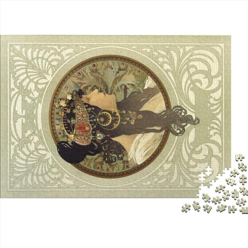 NEDLON Alphonse Maria Mucha Puzzle 1000 Teile, Karton, Jigsaw, Antik, Puzzle, 1 Set, 1 Stück, 1000 Teile, 1000, 1, 14+ Monate bis 11 Jahre, 75x50cm