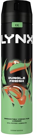 Lynx Jungle Fresh Aerosol Body Spray Men's Deodorant Spray with a palm leaves & amber scent for 48 hours of odour-busting zinc tech 6x 250 ml
