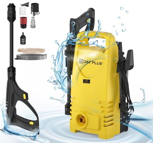 HSHa 1100W Elektro-Hochdruckreiniger 55bar 5L/min Hochdruckreiniger Compact 1100W 180° justierbare Düsen und 7M Schlauch für Patio Auto Einfahrt Garten