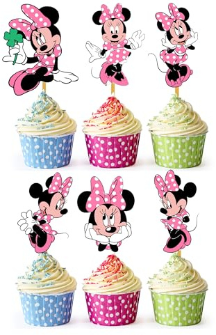 24x Mouse Kids Cupcake Toppers – Strong Picks Happy Birthday Décor, Cupcake Decorations for Kids' Birthdays