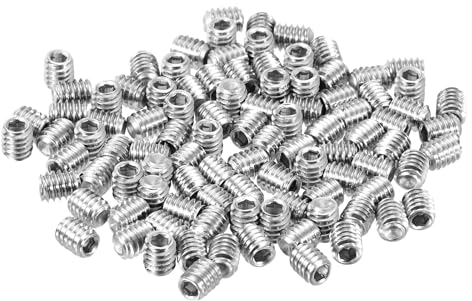 QUARKZMAN 100Uds Hexagonal Enchufe Prisionero Tornillo, #8-32x3/16 304 Inoxidable Acero Cabeza Enchufe Juego Tornillos Planos Punto Puerto Perno para Puerta Manijas