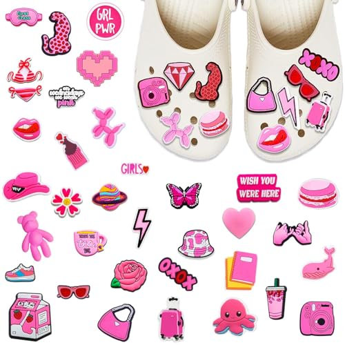 JOOTUEPO Charmes de Chaussure, 35 Pièces Pins Croc Charmes de Chaussure, Breloque de Chaussures Accessoires de Bricolage Charm Pins Chaussures pour jeunes filles et garçons