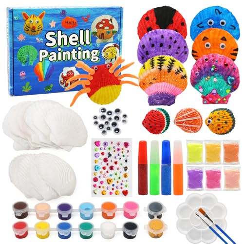 Ballery Kit di Pittura per Bambini, Set Lavoretti Creativi Con Conchiglie, Giocattoli Bricolage Che Brillano al Buio, Regalo di Compleanno