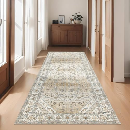 Cekene Boho Teppich Läufer Flur 80x200cm Küchenläufer Waschbar rutschfest Lang Weich Teppichläufer für Küche Eingang Schlafzimmer Wohnzimmer