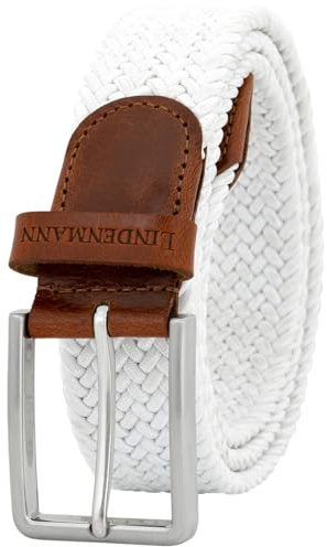 Lindenmann Cintura elasticizzata da uomo, cintura intrecciata in tessuto per il golf, bianca, Farbe/Color:bianco, Size US/EU: