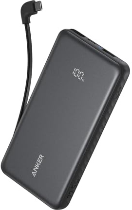 Zolo Power Bank 10000 mAh 22,5 W Banca di alimentazione a ricarica rapida con cavo USB-C incorporato [Certificato CCC]