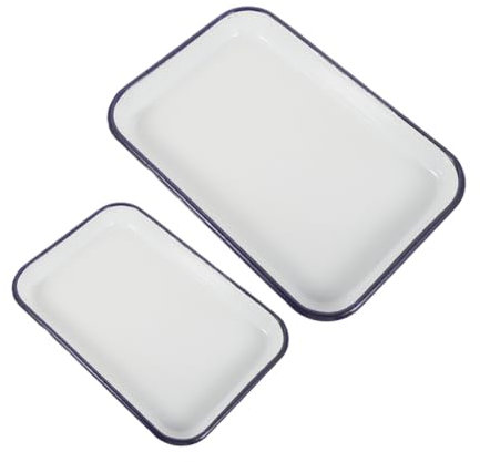 TOGEVAL 2piezas Bandejas De Horno Esmaltadas Rectangulares Moldes Multifuncionales Para Pizza y Tartas Resistentes y Aptas Para Lavavajillas