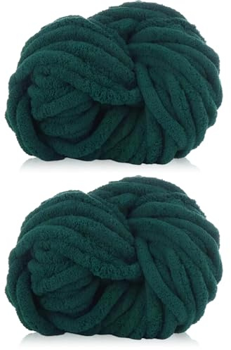 Cnwinu 2-pack tjockt garn, 240 g chenillegarn för handstickning, flerfärgade mjuka tjocka ullgarn, supertjockt ullgarn för stickning och virkning av filtar, kuddar, husdjurssängar, påsar, hattar