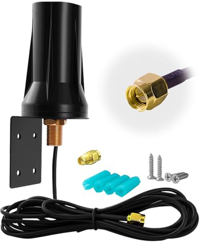 Outdoor 4G LTE Antenna Wall Mount Waterproof SMA Male 5dBi Aerial 5G 2.4G WIFI Outdoor Waterproof 2-in-1 High-Gain Signal for Vodafone EE O2 Three 4G LTE Modems Routers Gateways Tracking