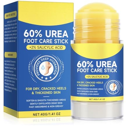60% Urea Cream with 2% Salicylic Acid Urea Foot Care Stick, Foot Cream Moisturizer for Dry Cracked Feet, Knees, Elbows, Hands,Moisturizes and Hydrates Dry Skin,Callus Remover & Skin Softener -1.41oz
