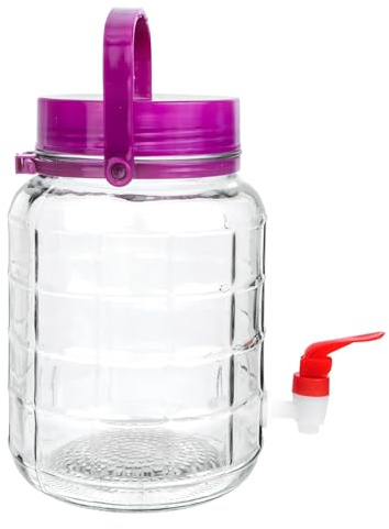 MUELODSIC Tarro de Fermentación de Vidrio con Grifo Recipiente Hermético para Pepinillos Elaboración de Vino Almacenamiento Seguro para Cocina y Restaurante