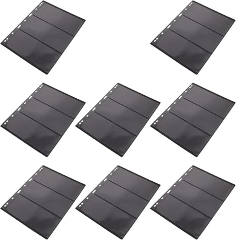 TOGEVAL Páginas para Álbum de Sellos 8 Unidades Tamaño 28x21 Cm Papel Negro Doble Cara Hojas Sueltas para Colección y Almacenamiento de Sellos en Carpeta para Coleccionistas