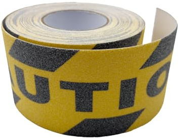 65FT Waterproof Anti Slip Grip Tape Black and Yellow Adhesive Safety Tape for Steps, Stairs, Floors and More (4IN CAUTION)