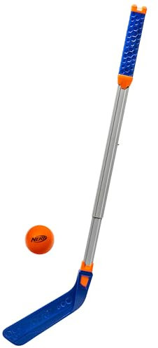 Nerf Flexplay Kinder-Hockeyset aus Schläger und Ball, für drinnen und draußen, Straßenhockey, Schläger höhenverstellbar, inklusive Ball für Straßenhockey