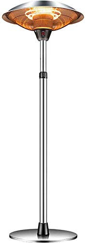 HKPLDE 3000W Eléctrico Calefactor Terraza 3 Ajustes De Calor Calentador Radiante Infrarrojo, Altura Ajustable, para Interior Jardín De Uso Al Aire Libre-Plata