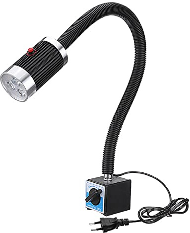 Lampada a macchina con base magnetica, lampada a LED per tornio, 9 W, flessibile, impermeabile, con base magnetica, per banchi da lavoro, tornio, fresatrice cnc