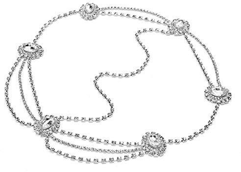 Kvinnor Huvudkedja, Vintage Rhinestone Headpiece Pannband Bröllopsflicka Håraccessoarer Kristallhårstycke för kvinnor(Silver)