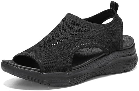 ziitop Sandals Womens Summer Washable Slingback Orthopedic Slide Sport Ladies Walking Sandals Womens With Arch Support Wedge Platform Walking Shoes Casual Thick Bottom Comfy Beach Shoes