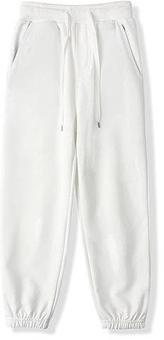 BINIDUCKLING Pantalon de jogging uni pour garçons et filles, pantalon de survêtement classique avec cordon de serrage, poignets élastiques, pantalon de jogging pour enfants, pantalon d'école