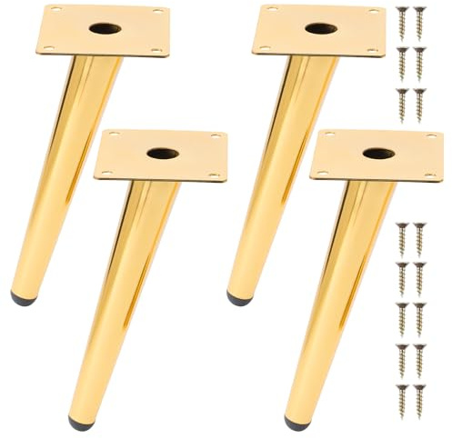 Piedini per Mobili 4Pcs Gambe in Metallo Piedini per Mobili Inclinati a Cono Gambe per Tavoli Piedi per Armadietto per Tavolino da Caffè Divani (20cm Altezza,Oro)