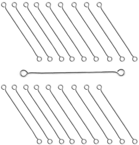 My-Bead 40 Stück Ösenstifte 925 Sterling Silber mit Ösen 70mm Kettelstifte Eye Pins Juweliers- Qualität DIY