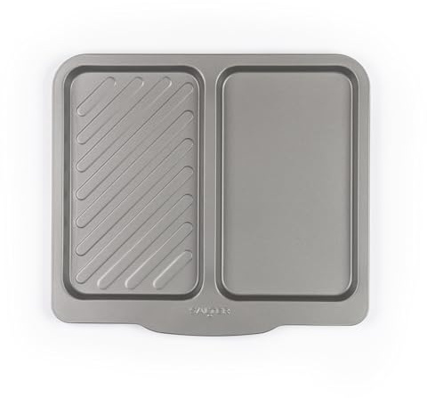 Salter Essentials Split Baking Tray – Non-Stick Coating, Rectangular Dual Baking Tray, Dishwasher Safe, Easy to Clean, Made in The UK, Durable Carbon Steel, Lightweight Oven Sheet, PFOA-Free, BW13673