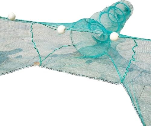 Fischernetz Fisch Reuse mit Kette und Schwimmer Krebsreuse 2/3 m Breit,Fischen,Aal, Garnelen, Hummer,Krebsen Reusen für Flüsse Fischnetz - Höhe 1 m (Breite - 2m)