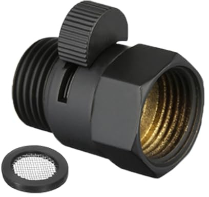 Vanne d'arrêt de douche, interrupteur restricteur d'eau en laiton G1/2 universel pour pommeau de douche à main, pulvérisateur de bidet (noir mat)