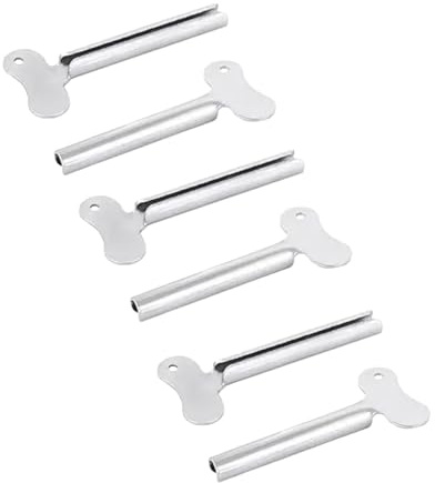 6Pcs Silvery Metal Tube Squeezer Keys, Toothpaste Metal Hair Dye Color Key Roller Dispenser Tool Durable Processing,Toothpaste and Hair Color Dispenser Tool, Daily Living Tube Squeezing Aids