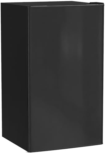 HOMCOM Frigorifero Piccolo 91L MonoPorta Reversibile con Congelatore, Mini Frigo da Camera Tavolo Silenzioso Classe E Compatto Portatile con Temperatura Regolabile, Libera Installazione, Nero