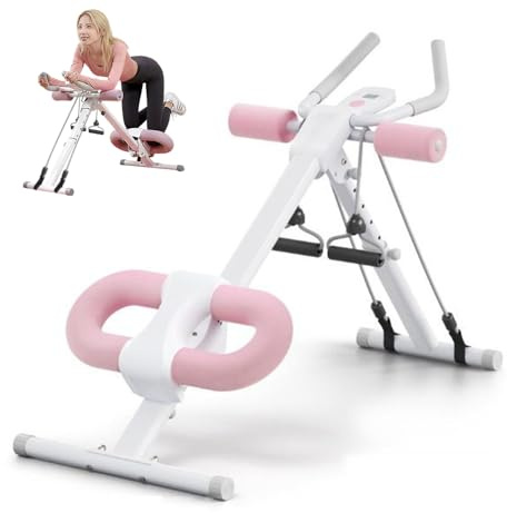 Adjustable Ab Machine, Dual-Gear Ab Workout Equipment,Foldable Core Trainer with Smart LED Monitor & Knee Protection Pad, Abs Workout Equipment for Home Gym Full-Body Training