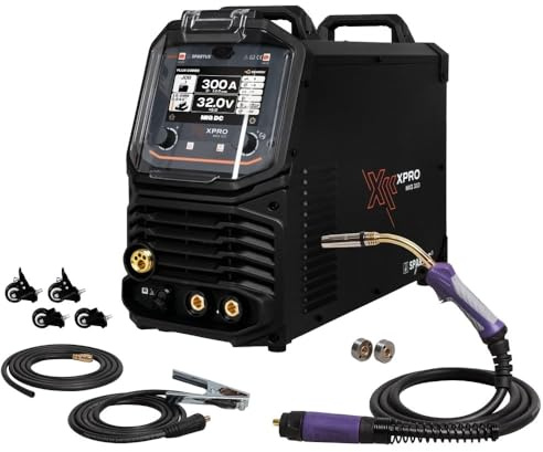 SPARTUS - Saldatrice MIG MAG, 400 V, 300 A, saldatrice inverter 4 in 1, sistema Synergic a 4 rulli, saldatrice in alluminio, gas protettivo, filo di riempimento e saldatrice TIG, per industria XPro