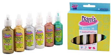Diam's 3D Mini Lot de 6 Peintures Couleurs Métallisées